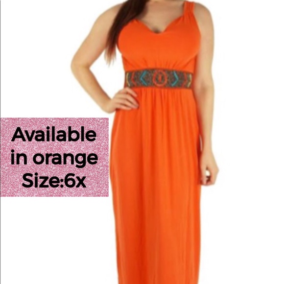 Plus Size 6x. Orange Maxi dress - Picture 2 of 7